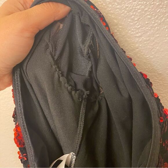 Weissman Dance costume leotard red sequin flapper fringe 11475 LC-large child - Picture 5 of 10